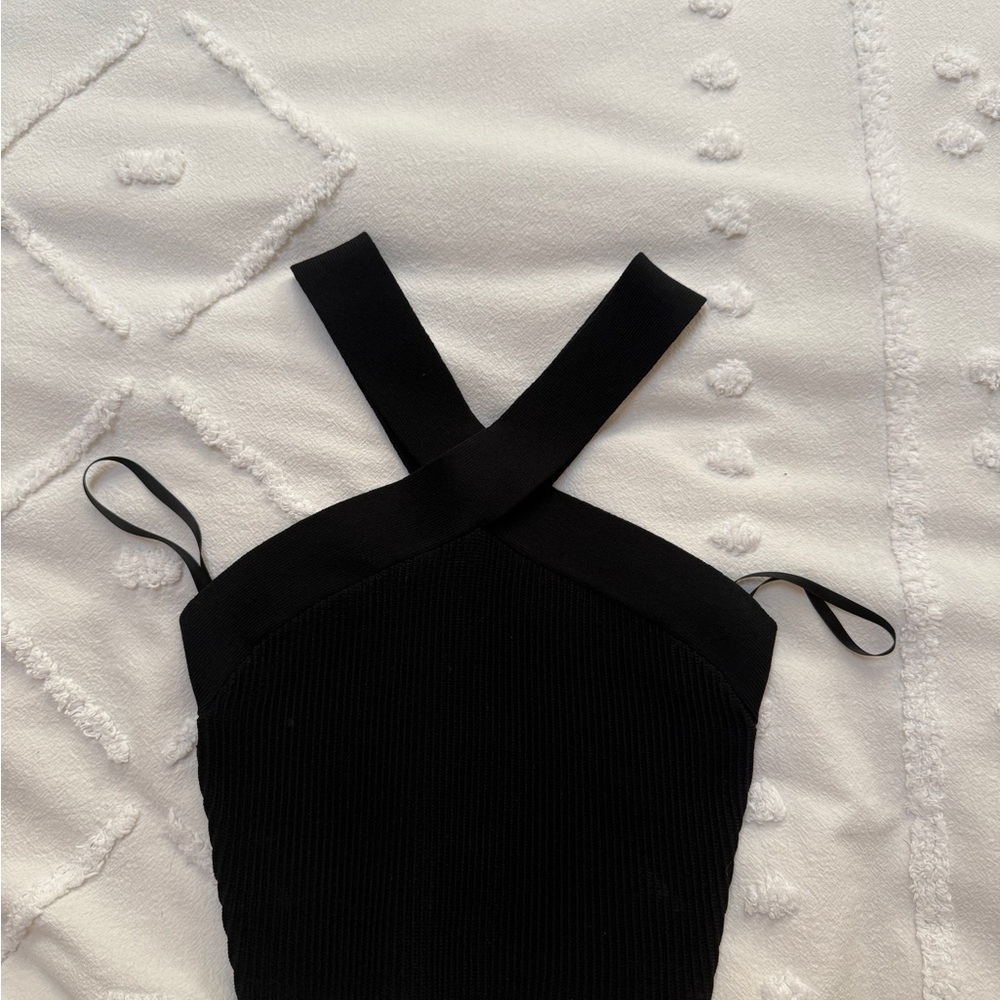 Babaton Charcoal Ribbed Knit Top